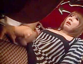 Japanese ladyboy cums hard in restaurant