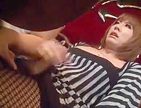 Japanese ladyboy cums hard in restaurant