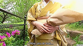 Japanese wife in kimono flower arrangement private class leads to sex