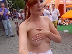 Jeny Smith flashing her perfect tits to strangers on the street while taking a selfie 