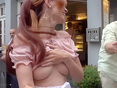 Jeny Smith flashing her perfect tits to strangers on the street while taking a selfie 
