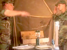 Kinky sergeant fucks his subordinate in the tent