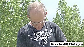 Knocked Up Slut Takes Care Of A Cock Outdoors - KnockedUpSluts