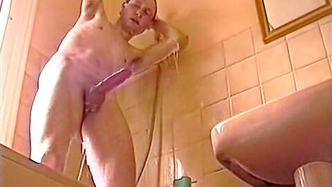 Kudoslong Strips Naked And Gets In The Shower And Wanks And Orgasms Spurting Cum Over His Belly