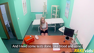 Lady Blond In Routine tests end with hot wet sex