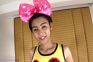 Ladyboy with big fake tits and a big real dick masturbates