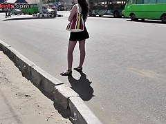 Large upskirt butt in close-up