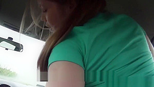 Leaned over teen 18+ giving blowjob and fucking in car