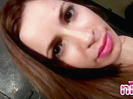 Lesbian Nina showing Sexy Body with limousine