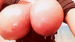 Light Skin Ebony / Black Girl Wets Huge Tits