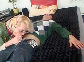 Lonely old grandma pleases young guy