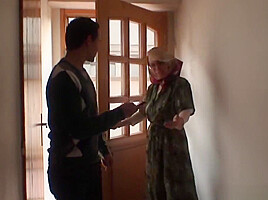 Lonely old grandma pleases young guy