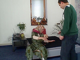 Lonely old grandma pleases young guy