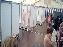 Lots of naked girls in a big public shower
