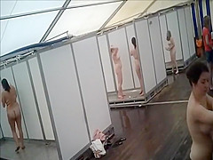 Lots of naked girls in a big public shower