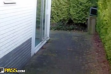 Lovers film sex outdoors and in shower