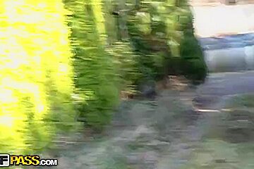 Lovers film sex outdoors and in shower