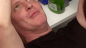Lucky dude fucks a juicy brunette on the kitchen counter