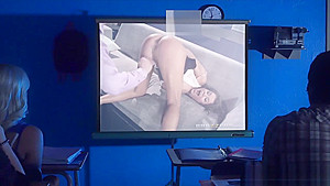 MILF teacher shows a porn movie in class and fucks a student 18+