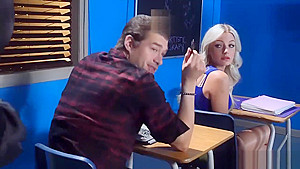 MILF teacher shows a porn movie in class and fucks a student 18+