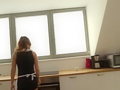 Maid anally gapes for interracial cumshot
