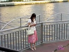 Marvelous pasty sweetie loses her long skirt during quick sharking scene