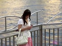 Marvelous pasty sweetie loses her long skirt during quick sharking scene