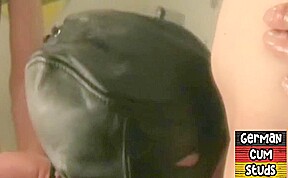Masked German gay fisted and fucked in 3way action at home