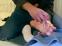 Massaging Whipping Tickling & Cumming On Tiny Soft Feet