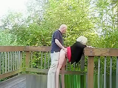 Mature couple fucking in public place