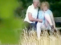 Mature couple in public park
