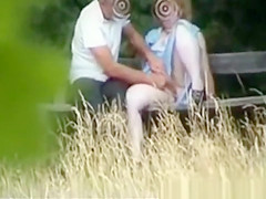 Mature couple in public park