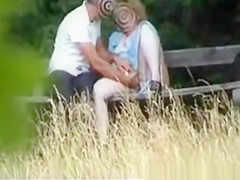 Mature couple in public park