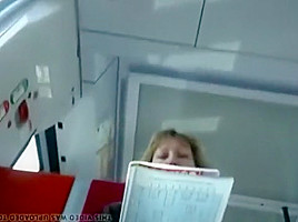 Mature upskirt on train