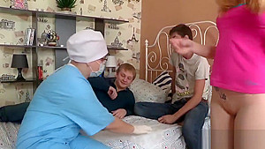 Medic watches hymen examination and virgin girl nailing
