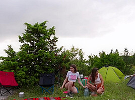 Milka Onyx, Elvira Keher Aka Elise Moon And Una Fairy - Cheerful Friends Had Group Lesbian Sex Outdoors