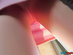 Mini skirt on gal's skinny butt in accidental upskirt