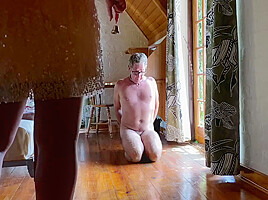 Mistress April In Dominatrix Peeing In Slaves Mouth And