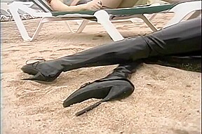 Mistress Makes Her Leather Slave Service Her