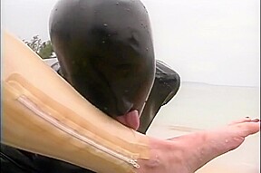 Mistress Makes Her Leather Slave Service Her