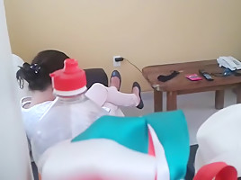 My cousin sitting and shoeplaying