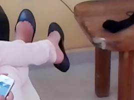 My cousin sitting and shoeplaying