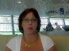 My wife flashes her breasts and pussy at a restaurant