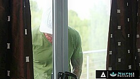 NURU MASSAGE - Busty Keisha Grey Has Her Pussy Stretched By The Delivery Guy And Swallows His Cum