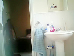 Naked wife with big boobs spied in bathroom