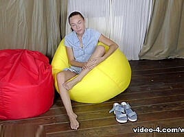 Nata masturbates on her colorful bean bags