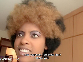 Natural Afro Slut Sucking White Man In Amateur Casting