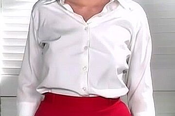 Next door sort golden-haired does hawt striptease on a sofa