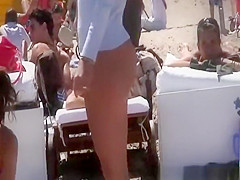 Nice ass brunette girl at beach