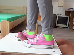 No mercy sneakers cockcrushing  Jump stomp trample full weight on cock ball